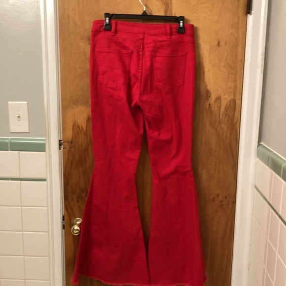 NWT Hot & Delicious Red Flare Bottom Jeans - Picture 5 of 7